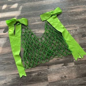 Green Beaded bow top